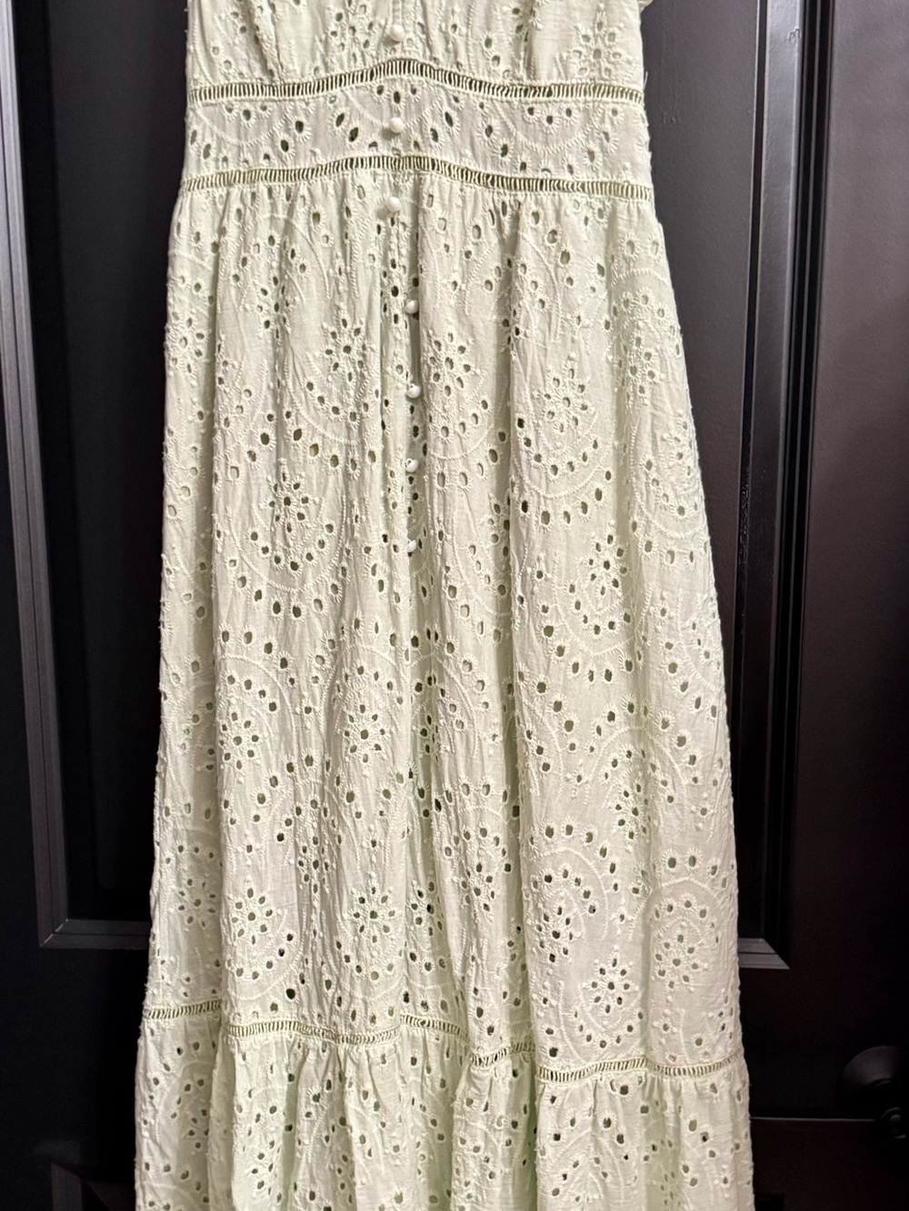 Simple Eyelet Tiered Maxi Skirt - Mint/Sage